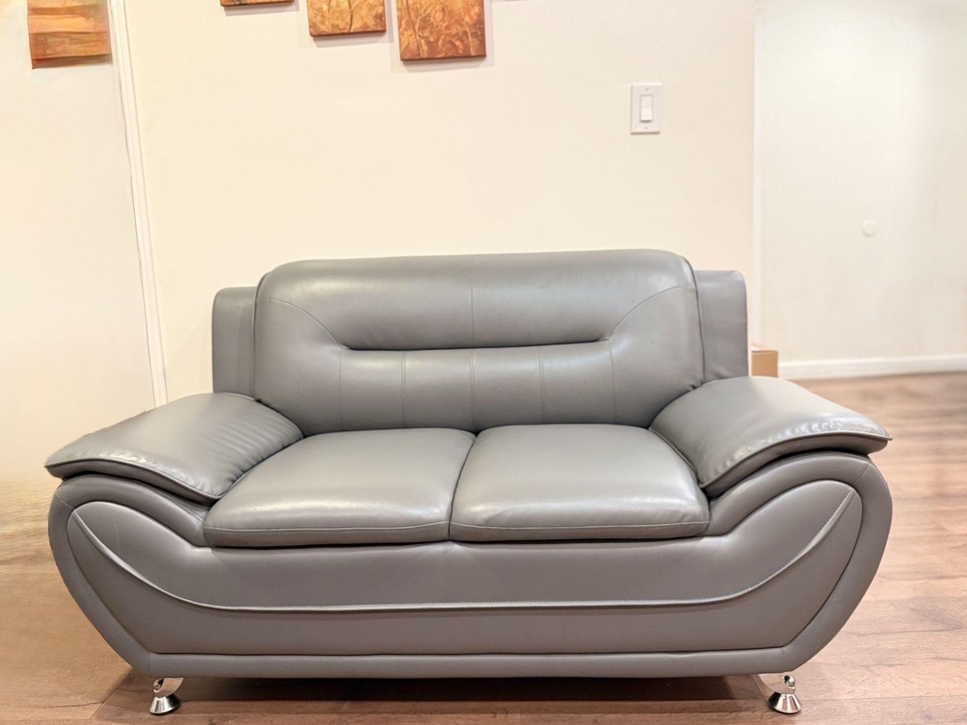 New Leather Gray Sofa