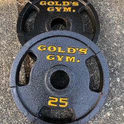 Pair Of 25 Gold’s Gym Olympic Grip Weight Plates