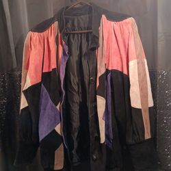 Vintage 1980's Muti-Color Suede Jacket Size Large Good Condition No Bad Smells  Rips Or Tears