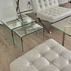 Waterfall Glass Nesting Side Table End Tables
