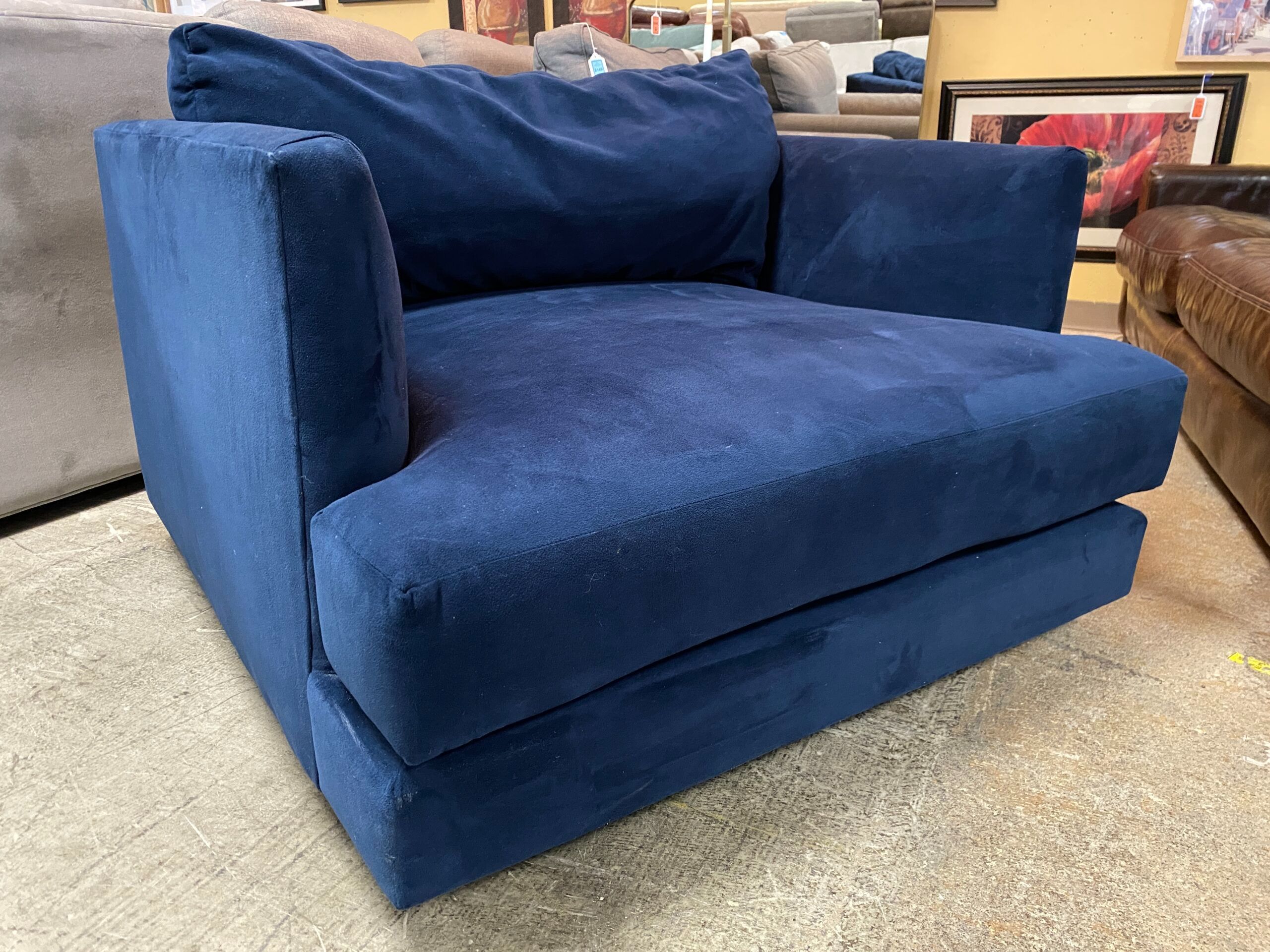 WEST ELM Dark Blue Wide Armchair