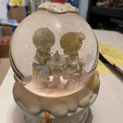 Precious Moments Water Musical Snow globe Plays Music 
