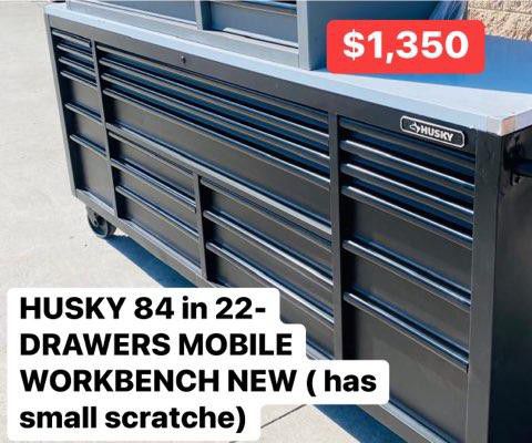 HUSKY 84"IN 22 DRAWERS MOBILE WORKBENCH NEW 