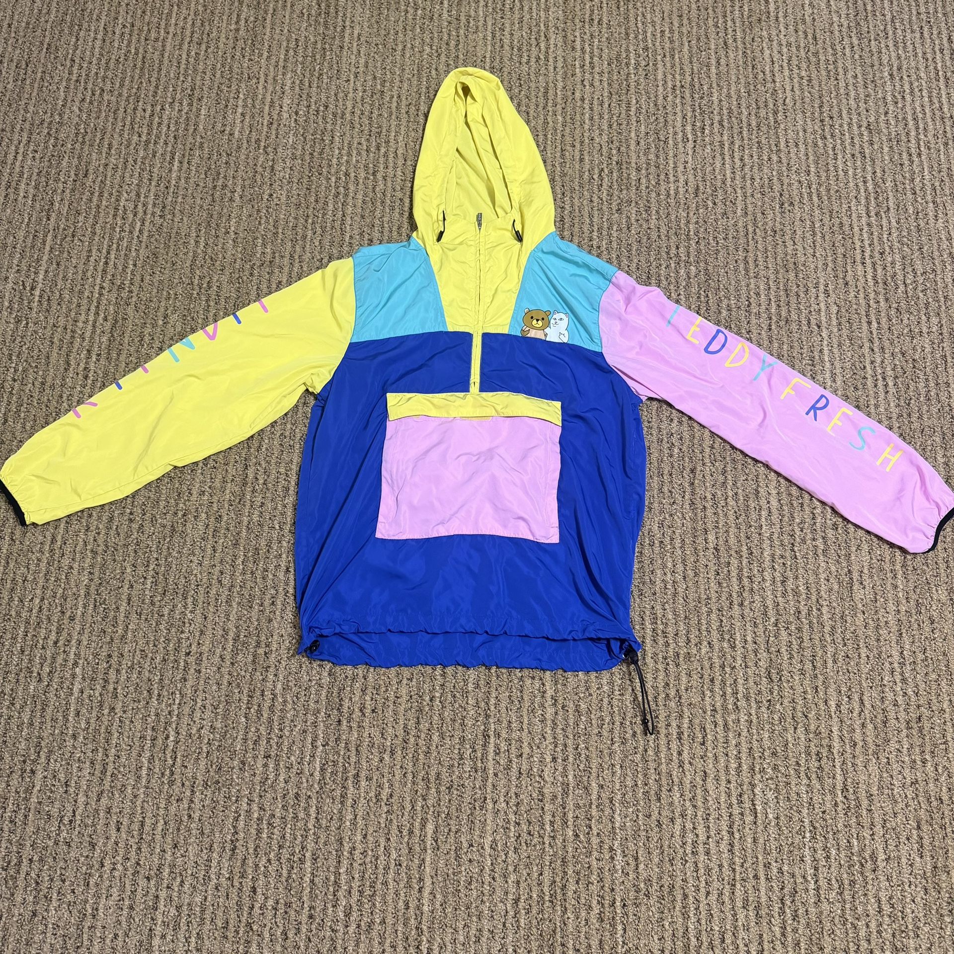 Ripndip x Teddy Fresh Colorblock Windbreaker Hoodie Jacket Size MD Fanny Pack