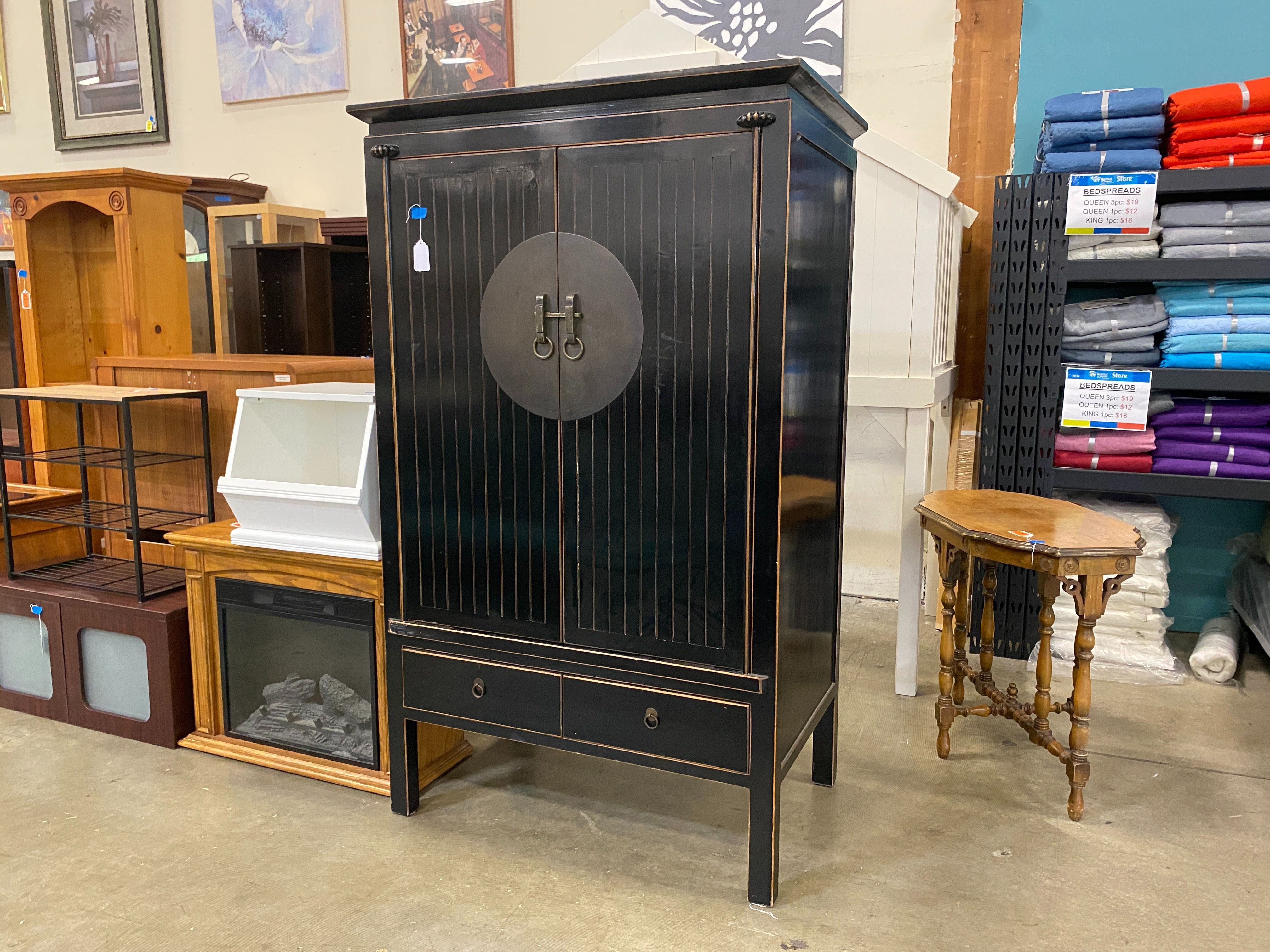 Black Lacquer Pin Lock Armoire