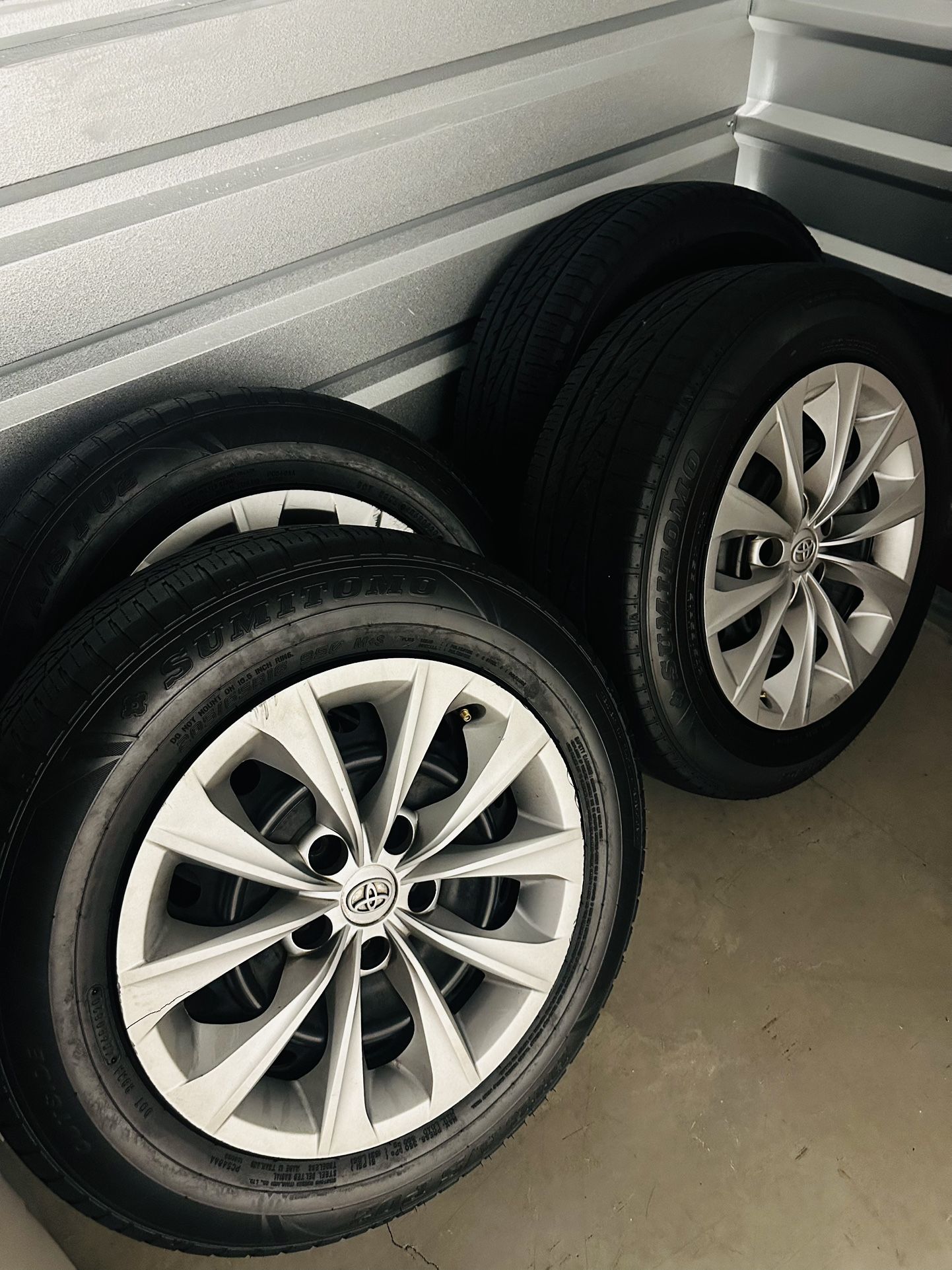 4 Used Sumitomo Tires w/ Toyota Hubcaps – Must Purchase Full Set