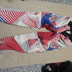 Older Used Red White And Blue Dirt Bike Pants- No Fear