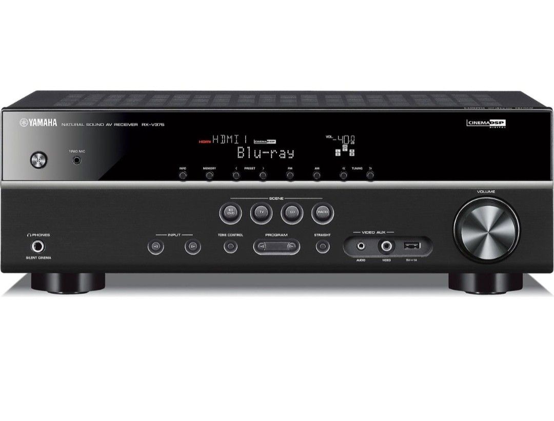 Yamaha RX V375 AV Receiver Black RXV375 (No Remote)