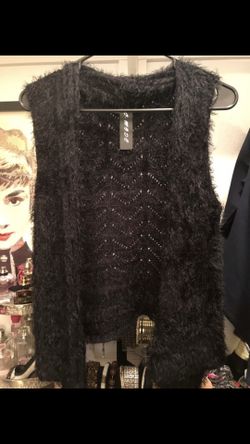 Black soft furry vest
