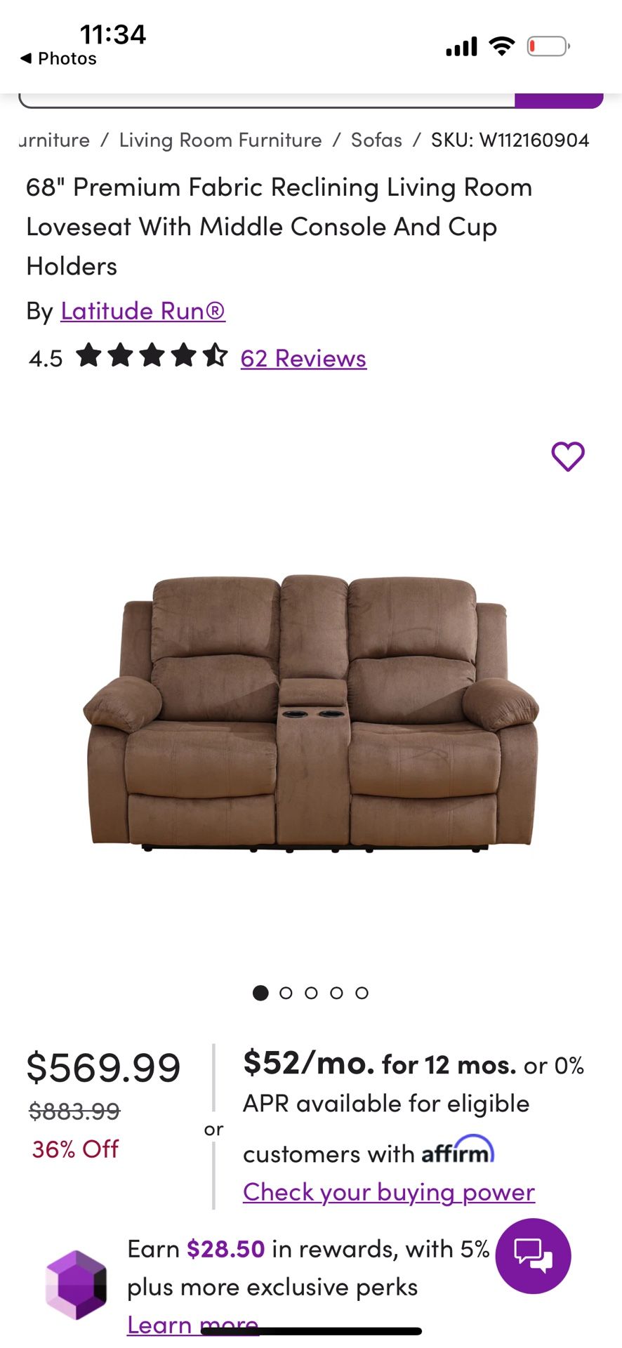 Reclining Living Room Loveseat With Middle Console And Cup Holders