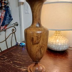Vintage Olive Wood Hand Card Vase