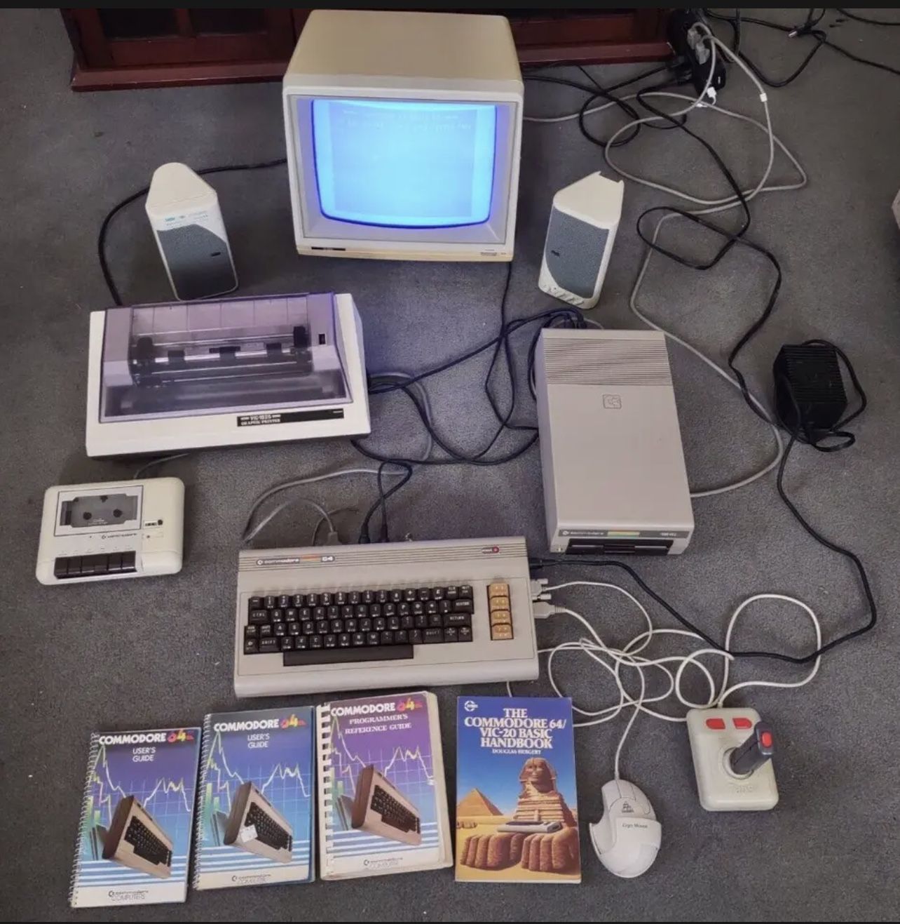 Commodore 64 Bundle - PC Monitor Floppy Drive Manuals Accessories