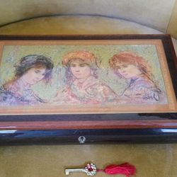 Vintage Music Box Jewelry Box with key made in Italy. Music Torna a  Sorriento. This music box features artwork by American artist Edna Hibel (1917–20