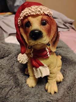 Christmas Puppy Dog Resin Figurine
