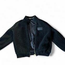 Louie V Leather Fleece Patch Blouson 