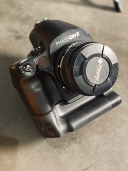 Phase one IQ140 with grip and 80mm lens.