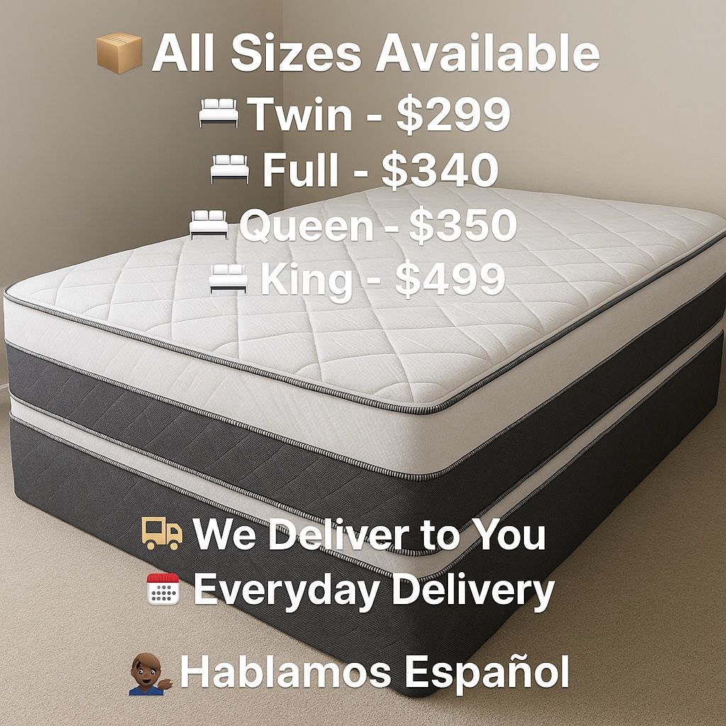 Queen Pillows Top - 14 To 16 Inch - With Free Box Spring - Same Day Delivery