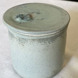 Handmade ceramic pot and lidded container with rustic glaze. Signed By The Artist