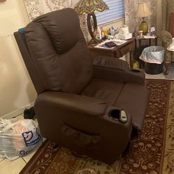 Tilt Brown Leather Chair Remote 