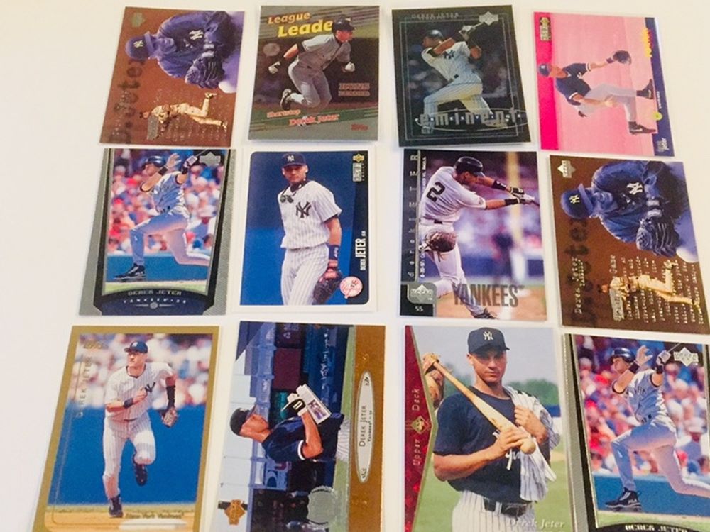 Lot of 12 Derek Jeter Yankees Baseball Cards