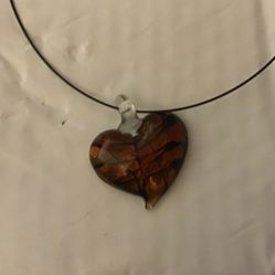 Murano Glass Heart on Wire Choker