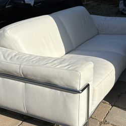 White Leather Couch 