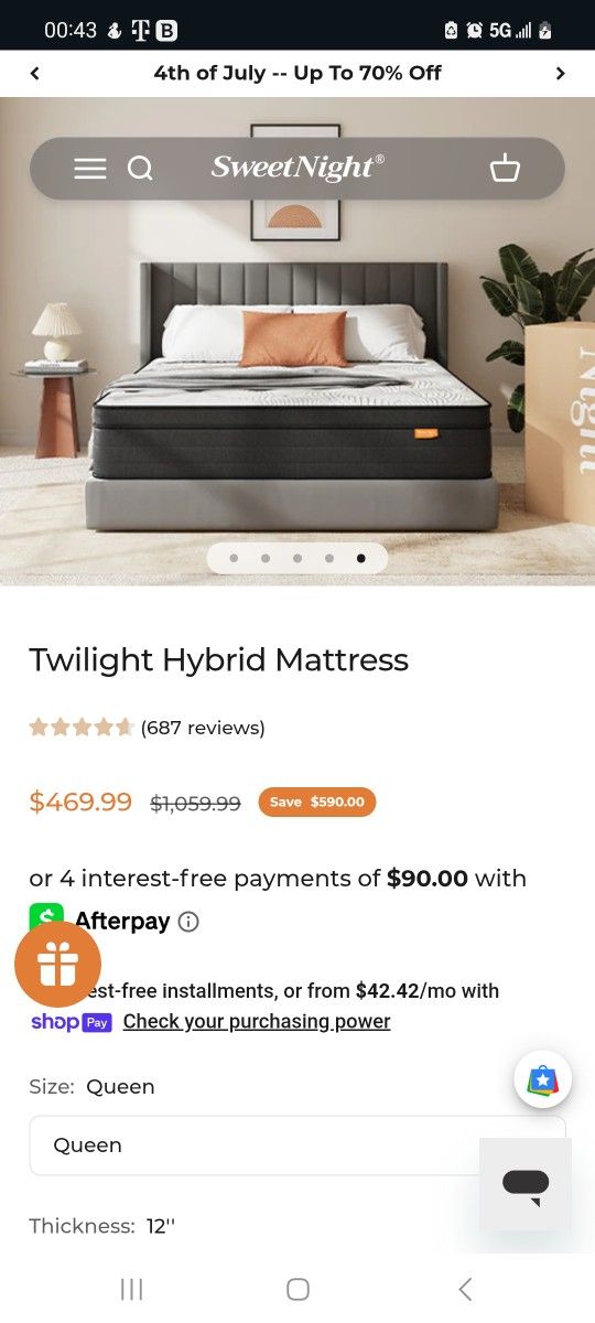 Open Box Unused Premium Hybrid Mattress For Sake