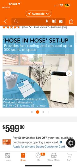 Whynter NEX 10,000 (DOE) BTU Portable Air Conditioner Cools 500 Sq. Ft. with Dehumidifier, & Wifi Enabled in White