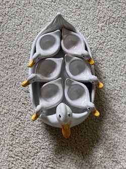 Vintage Italian Duck Egg Holders & Tray