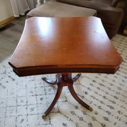 Antique?/Vintage Wooden Side Table With Metal Claw Feet