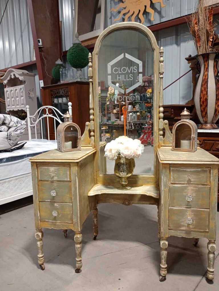 Antique Vanity And Hall Tree