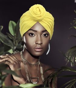 Yellow pre-tied Headwrap bonnet