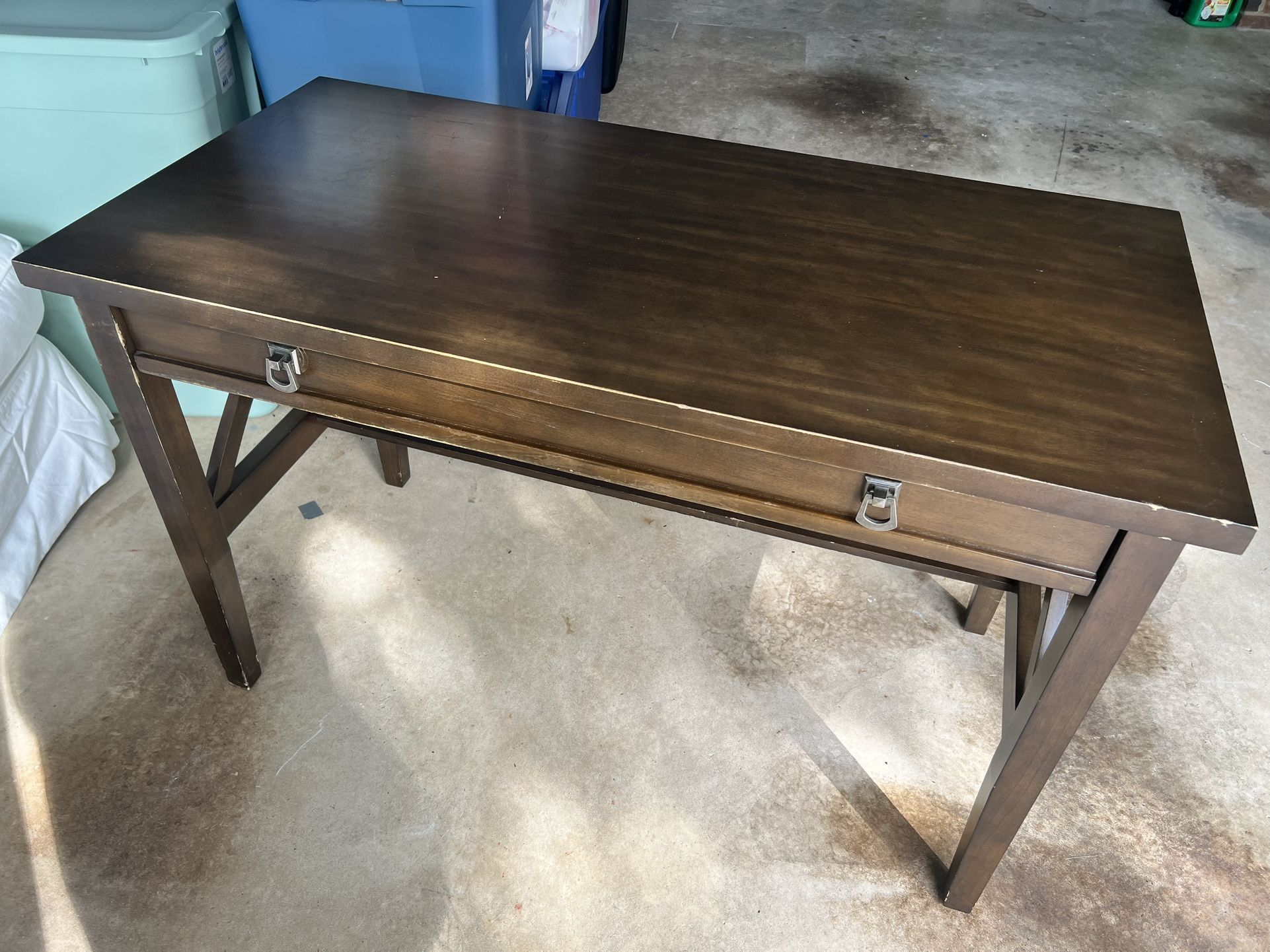 Real Wooden Desk with Foldable Drawer -usable for keyboard