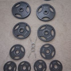 Bar bell set with bench and barbell rack