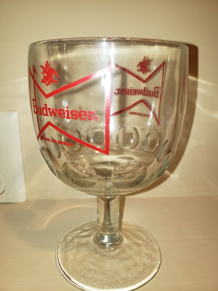 Vintage Budweiser Heavy Glass, Thumbprint Beer Goblet
