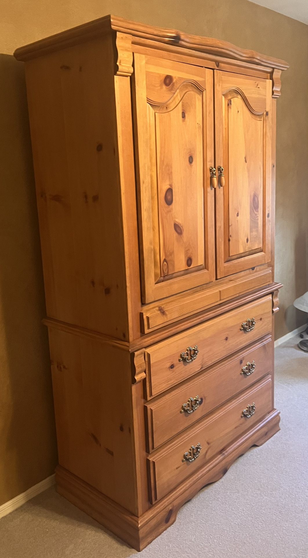 Gorgeous Pine Armoire Hutch