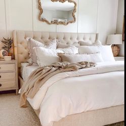 Beige Full Size Bed Frame (No Mattress )Brand New Still In Box Never Used Price Is Negociable 