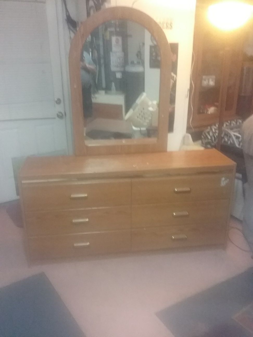 6 Drawer w/mirror. Not perfect but very functional.