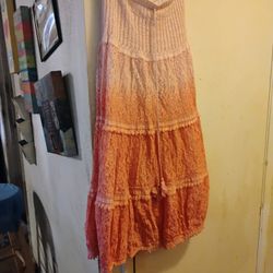 Vintage Long Lace Orange Skirt Women's Medium 