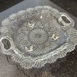 Vintage Pressed Glass Footed Serving Tray