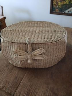 Handwoven Basket with dragonfly toggle