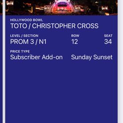 Toto Hollywood Bowl tickets X4