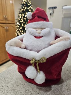 Peek a Boo Santa In Toy Sack Bag Christmas Animated Talking Dak Giggles