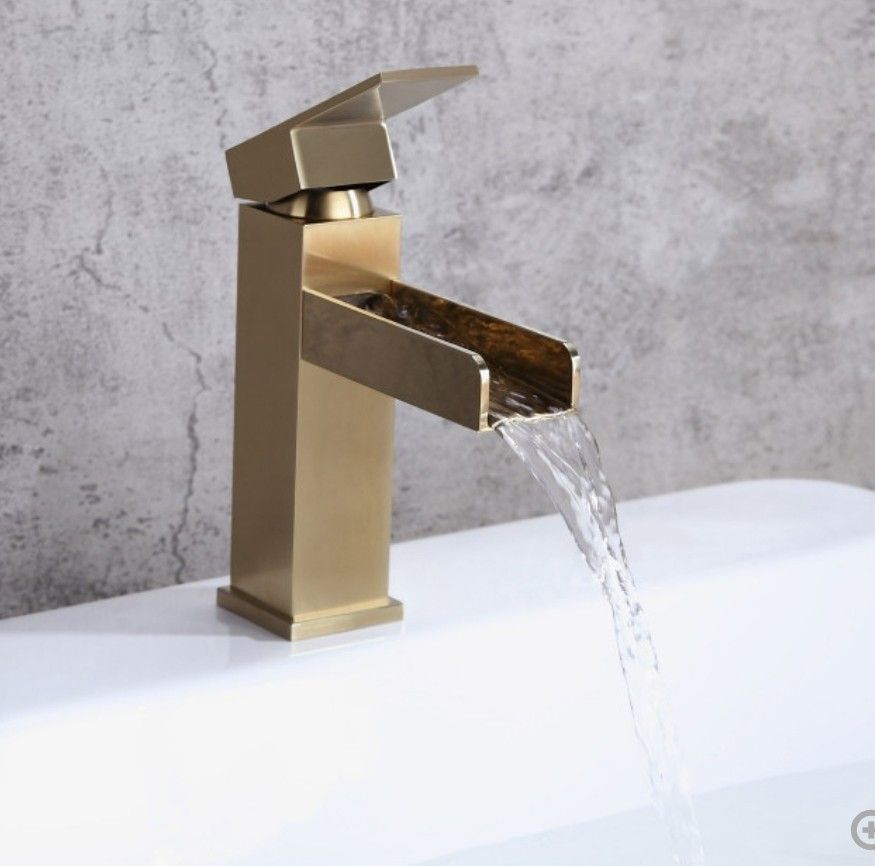Modern Single Hole Waterfall Bathroom Sink Faucet Solid...
