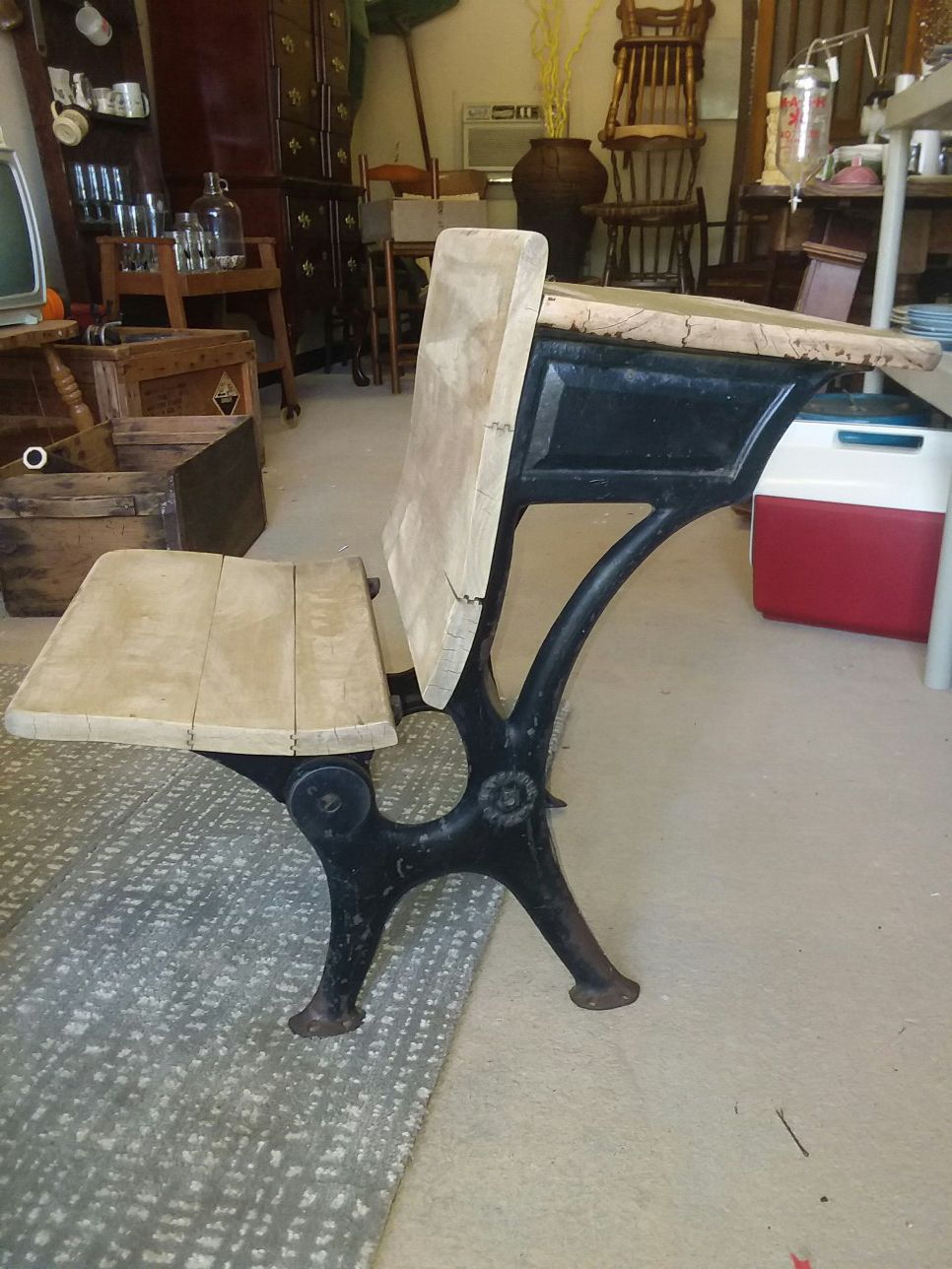Antique cast iron school chair