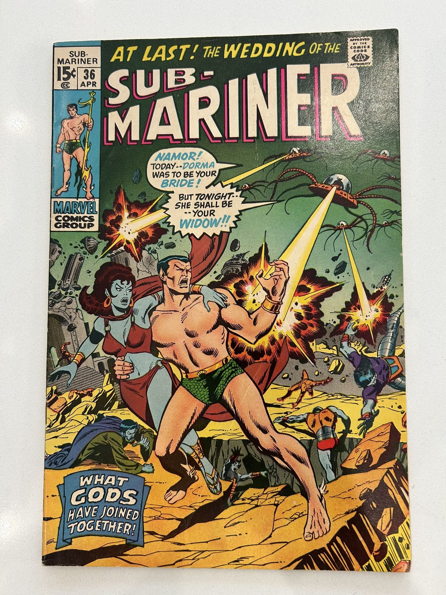 Marvel (1968) Sub-Mariner #36 FN, Lady Dorma, Attuma, Triton, wedding 💍 
