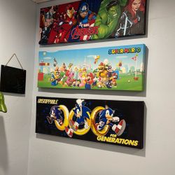 Avengers Mario Sonic Wall Art
