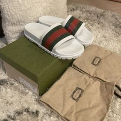 Gucci Slides White SZ 8 Fits Like 9-9.5 Men