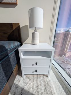 White wooden nightstands