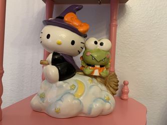 Blue Sky Hello Kitty Witch with Keroppi Ceramic Figurine